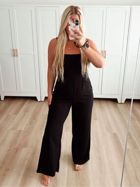 Black flare pant jumpsuit playsuit